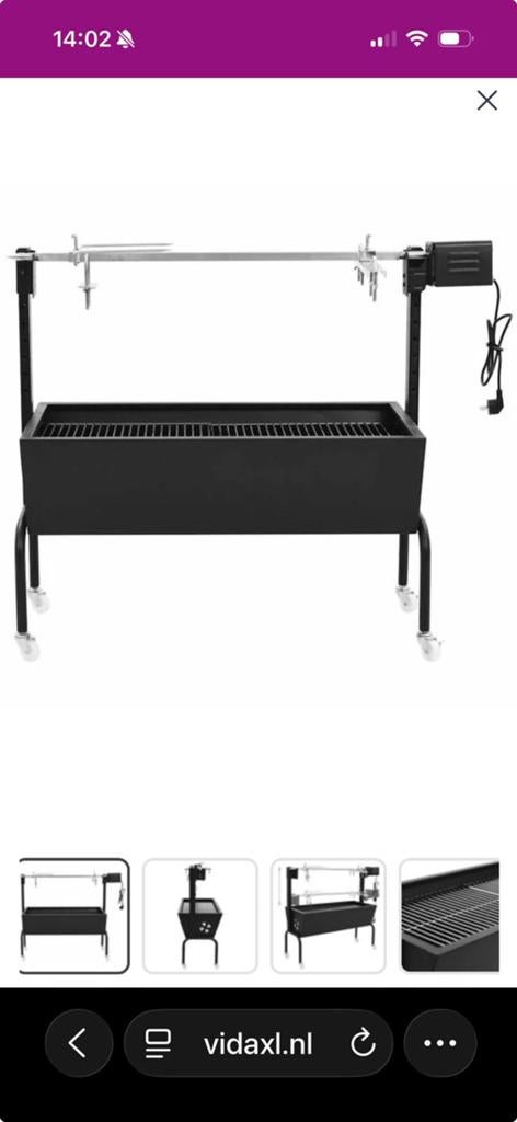 Houtskoolbarbecues spit, Ophalen, Nieuw