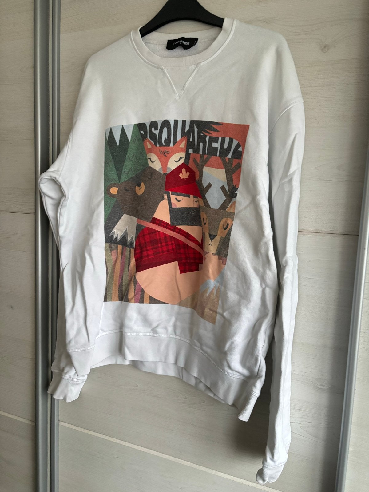 Dsquared2 trui maat L met print, Ophalen of Verzenden, Gedragen, Maat 52/54 (L), Wit