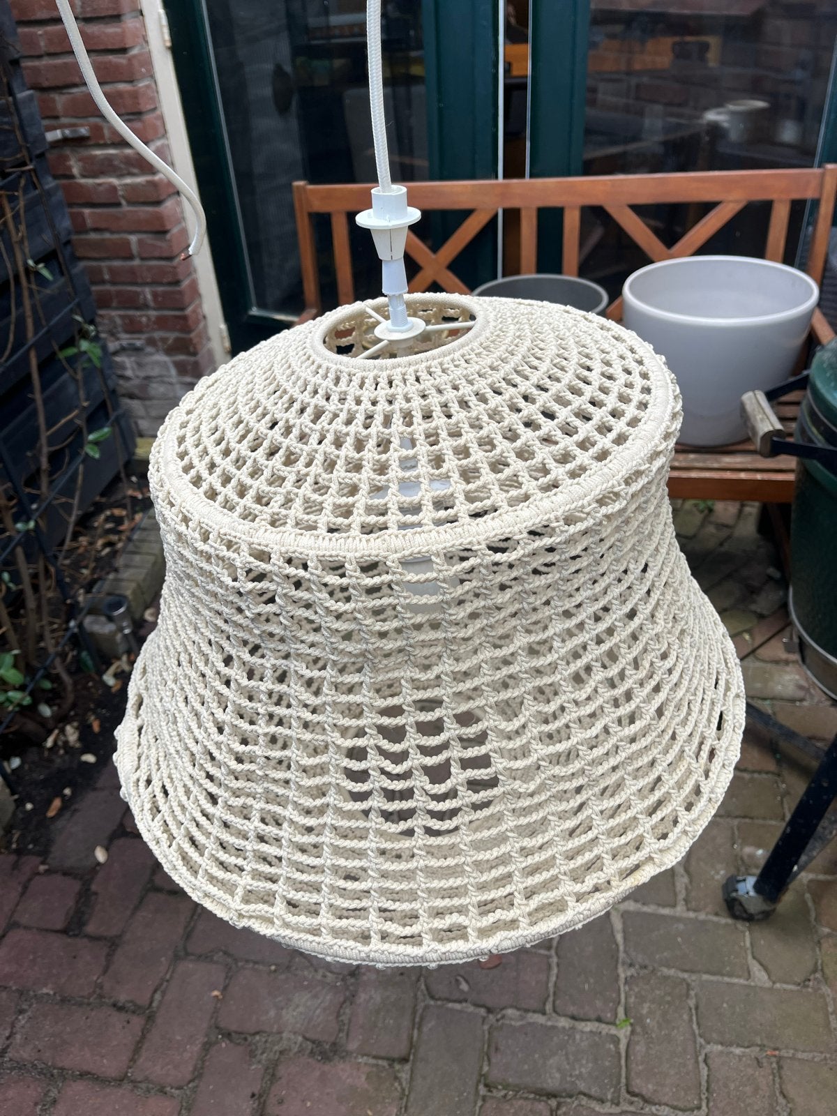 Gehaakte lampenkap - Crème/Wit - Bohemien Stijl, Ophalen, Zo goed als nieuw, Textiel, Overige fittingen