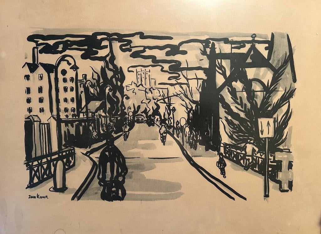 Jan Kuhr - Straat (Eindhoven?), Ophalen of Verzenden