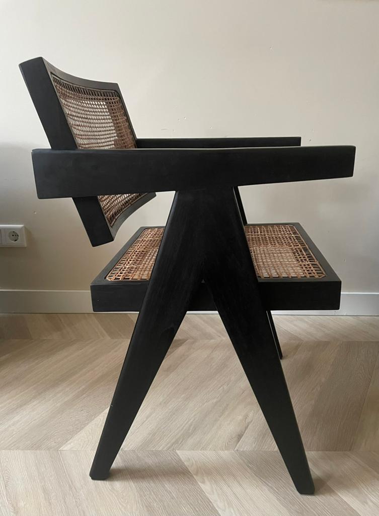 2x Pierre Jeanneret Office Chair teakhout, Ophalen, Gebruikt, Minder dan 75 cm, Mid-Century
