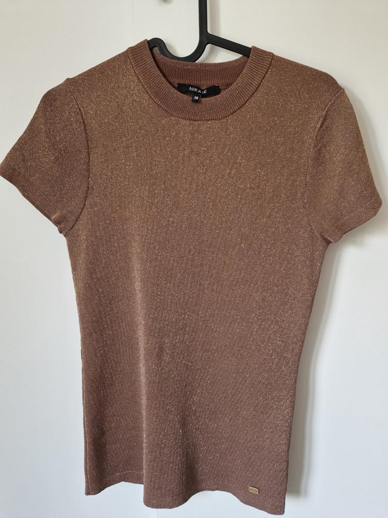 Nikkie T-shirt met korte mouwen en glitter nieuw, Kleding | Dames, Maat 38/40 (M), Bruin, Nieuw, Ophalen of Verzenden