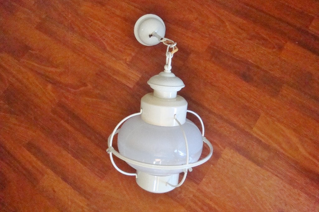 Prachtige antieke/vintage scheepslamp hanglamp metaal/glas, Ophalen of Verzenden