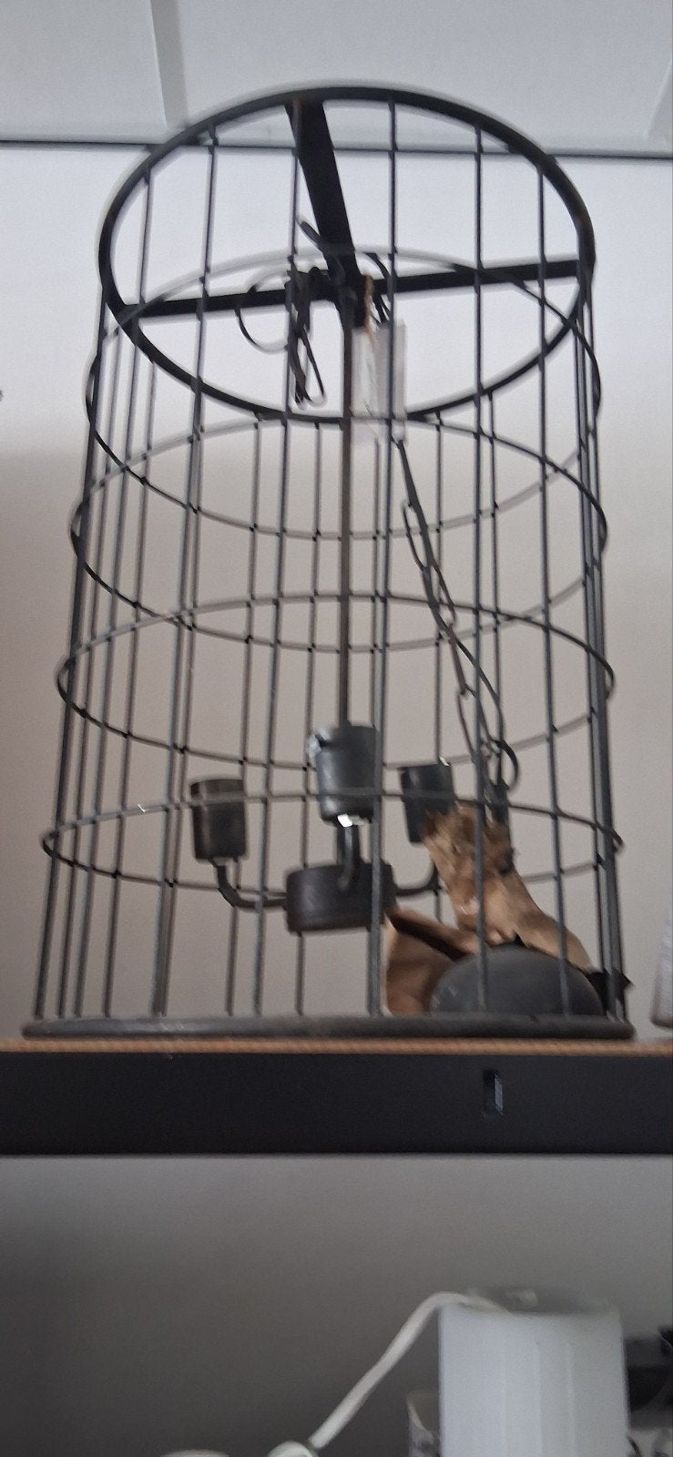 Industriële hanglamp kooi - Zwart metaal, Minder dan 50 cm, Gebruikt, Ophalen of Verzenden, Minder dan 25 cm