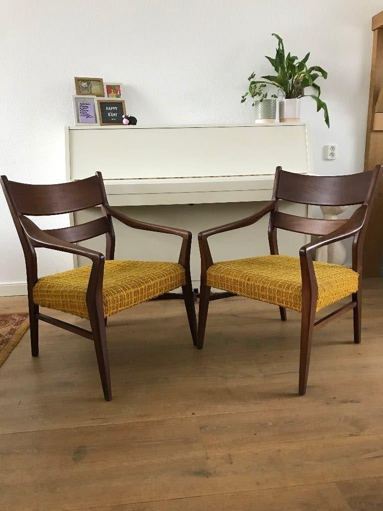 Set 2 vintage fauteuils chairs stoelen Pastoe, Gebruikt, 75 tot 100 cm, Ophalen of Verzenden, Nvt