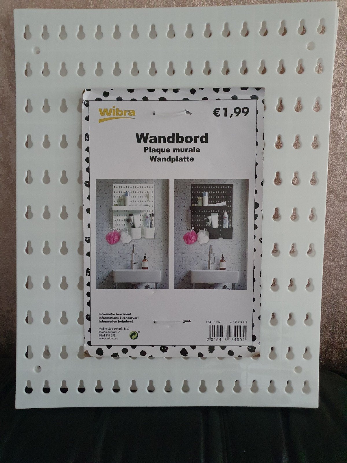 Wibra Wandbord - Wit Opbergbord voor aan de Muur, Nieuw, Ophalen of Verzenden, Wandbord of Wandpaneel, Kunststof