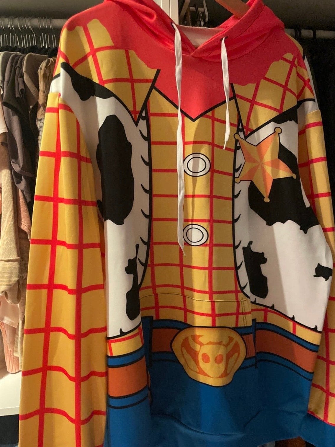 Woody Carnaval Kostuum Hoodie - Maat XL, Carnaval, Maat 46/48 (XL) of groter, Ophalen of Verzenden, Zo goed als nieuw