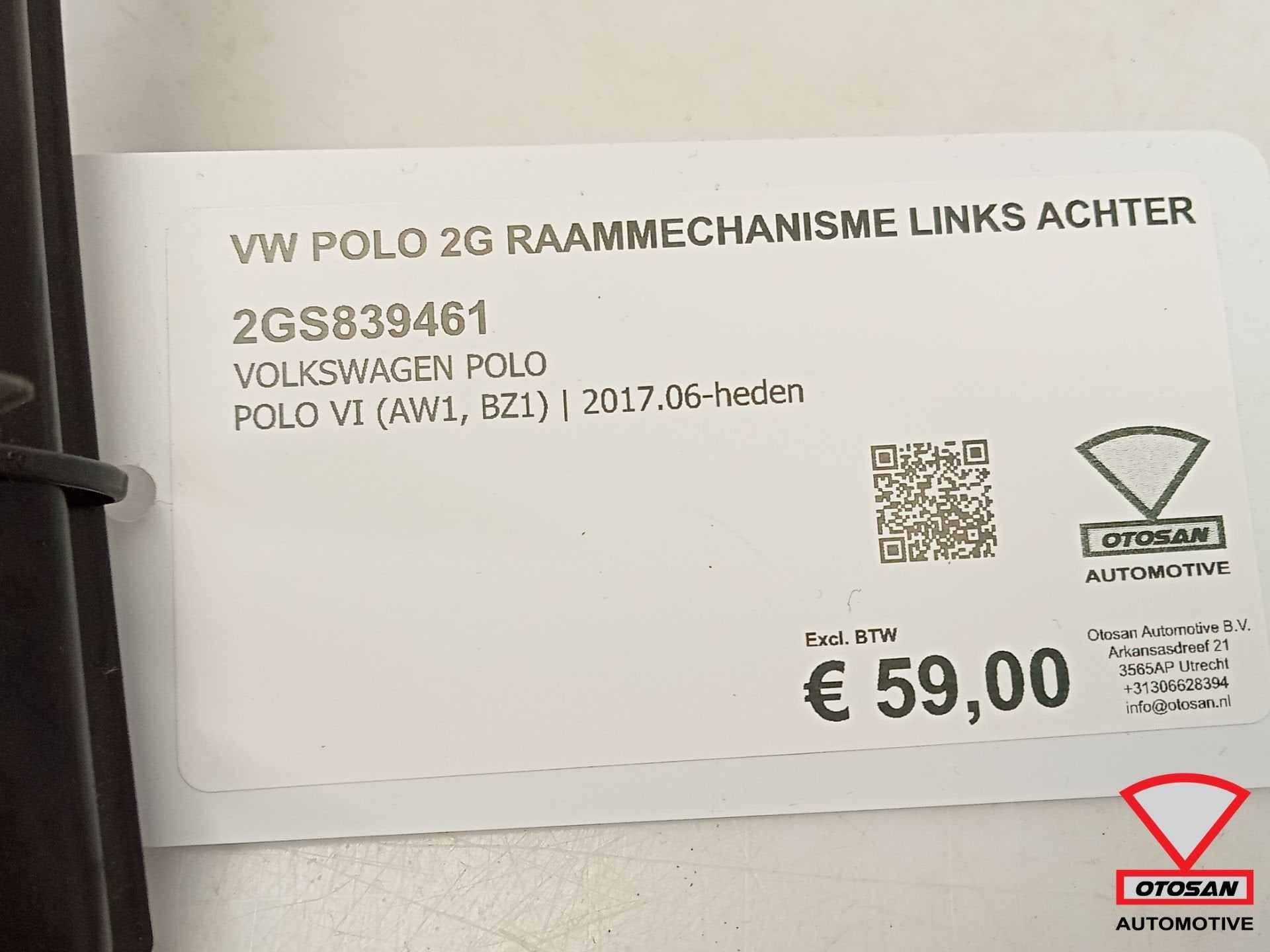 VW Polo 2G 2017+ Raammechanisme Links Achter 2GS839461, Auto-onderdelen, Ruiten en Toebehoren, Gebruikt, Volkswagen, Volkswagen AG