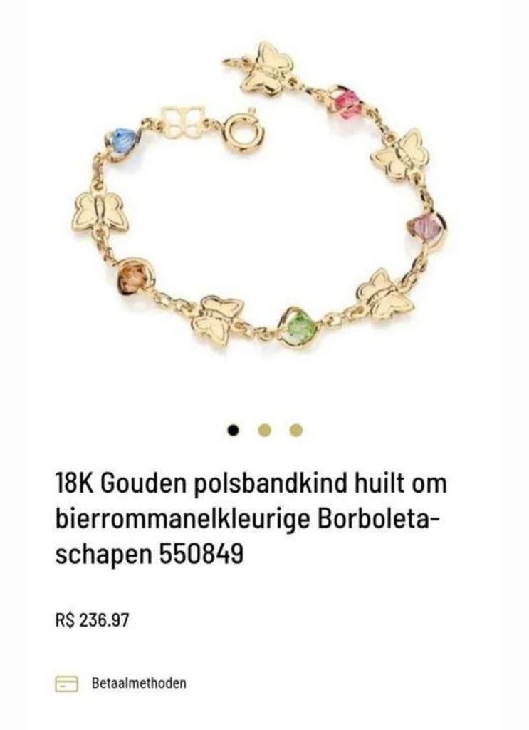 Prachtige Vlinder Armband met Kleurrijke Stenen en 18K Goud, Ophalen, Zo goed als nieuw