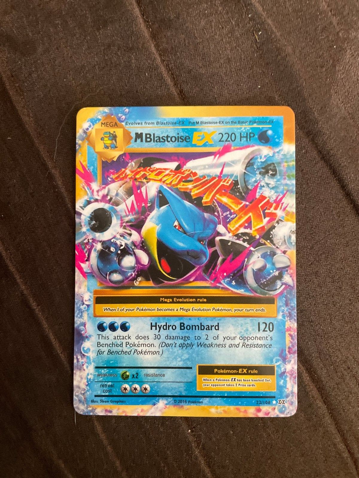 Pokémon M Blastoise EX Kaart - 220 HP, Ophalen of Verzenden, Gebruikt, Losse kaart