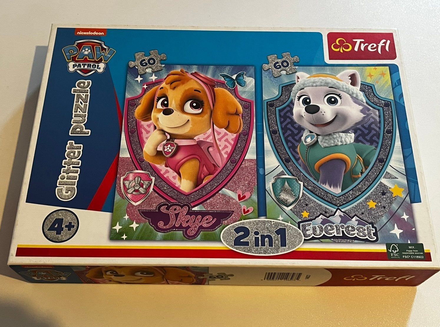 Glitter puzzel skye en everest, Ophalen, Meer dan 50 stukjes, Zo goed als nieuw