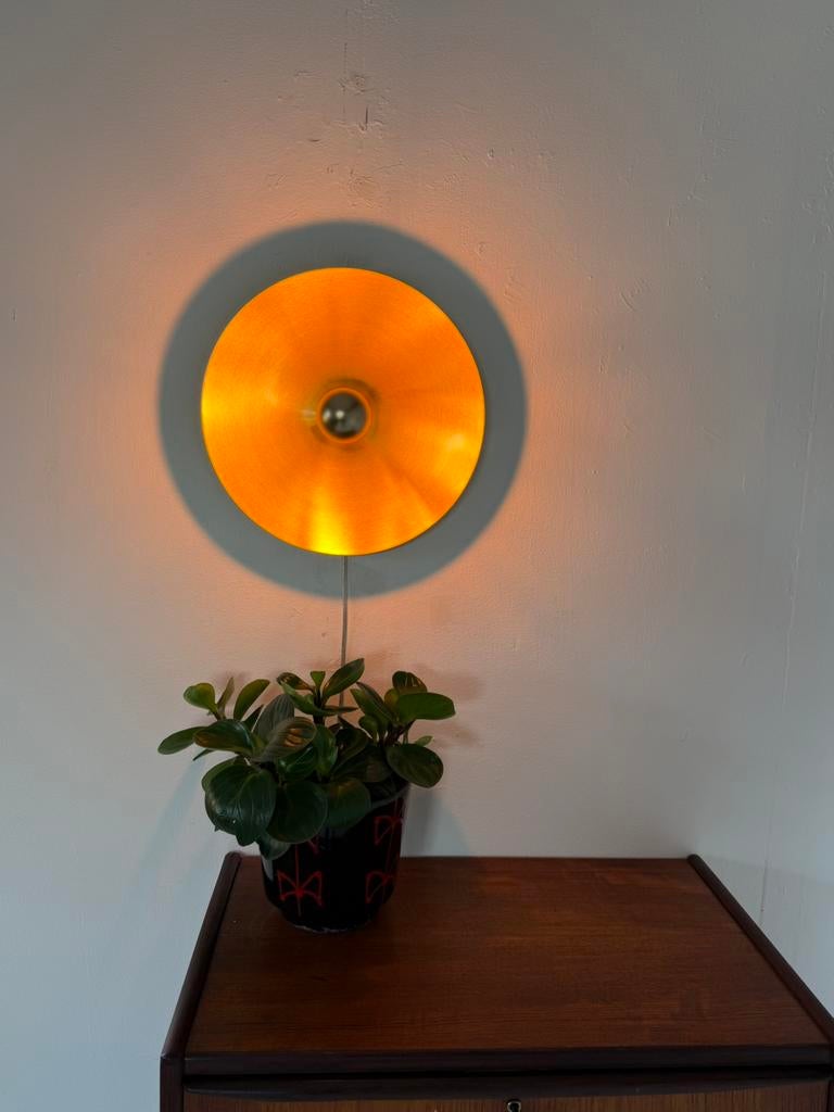 Vintage space age ‘Disc’ wandlamp, Honsel ‘70, Ophalen of Verzenden, Zo goed als nieuw, Metaal