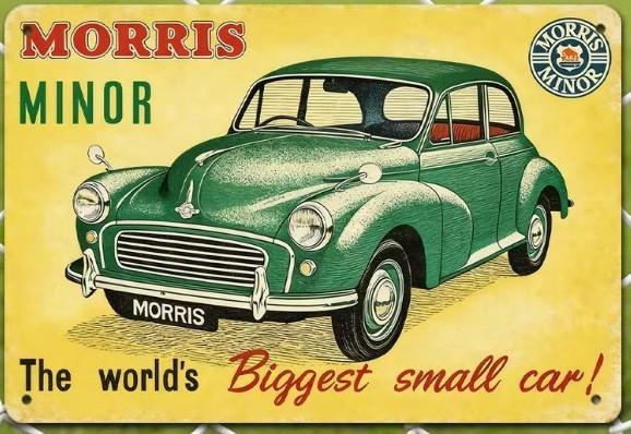 Metalen wandbord met de Morris Minor., Verzenden, Nieuw, Auto's