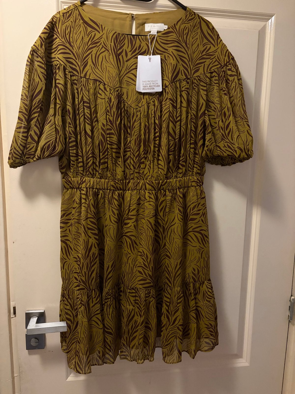 Ted Baker Jurk met Bladprint - Nieuw met kaartjes, Verzenden, Geel, Maat 46/48 (XL) of groter, Nieuw
