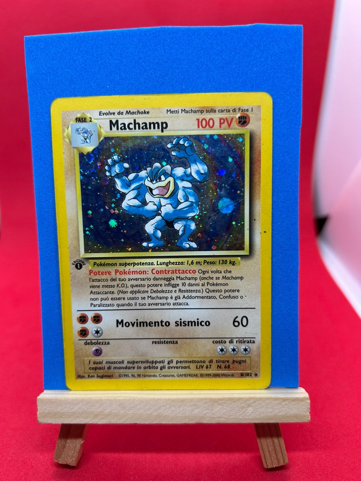 Machamp Holo 1st Edition Italiaans Base Set, Hobby en Vrije tijd, Ophalen of Verzenden, Zo goed als nieuw
