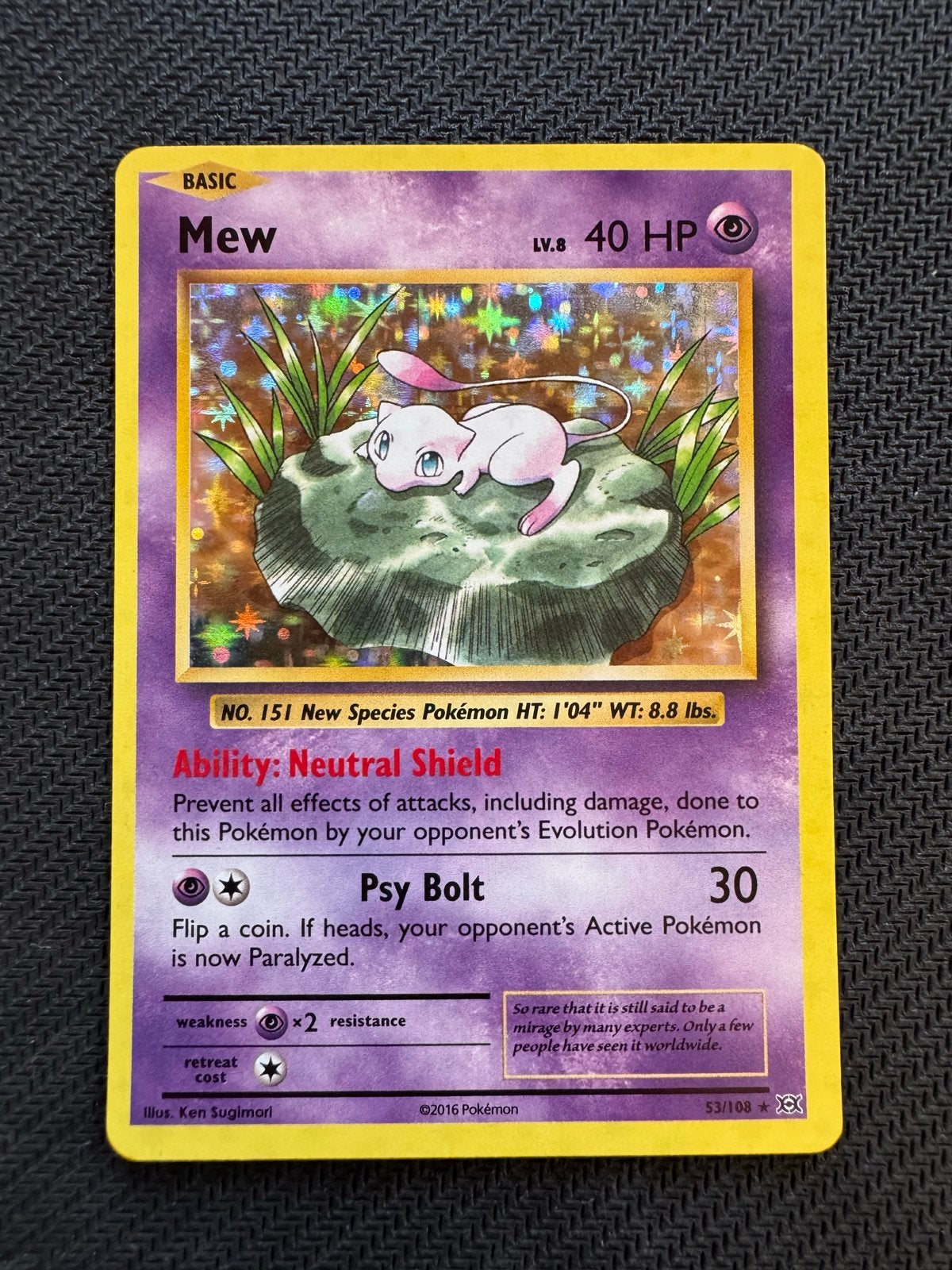 Mew Pokémon kaart (XY - Evolutions 53/108) - Foil, Ophalen of Verzenden, Zo goed als nieuw, Losse kaart, Foil