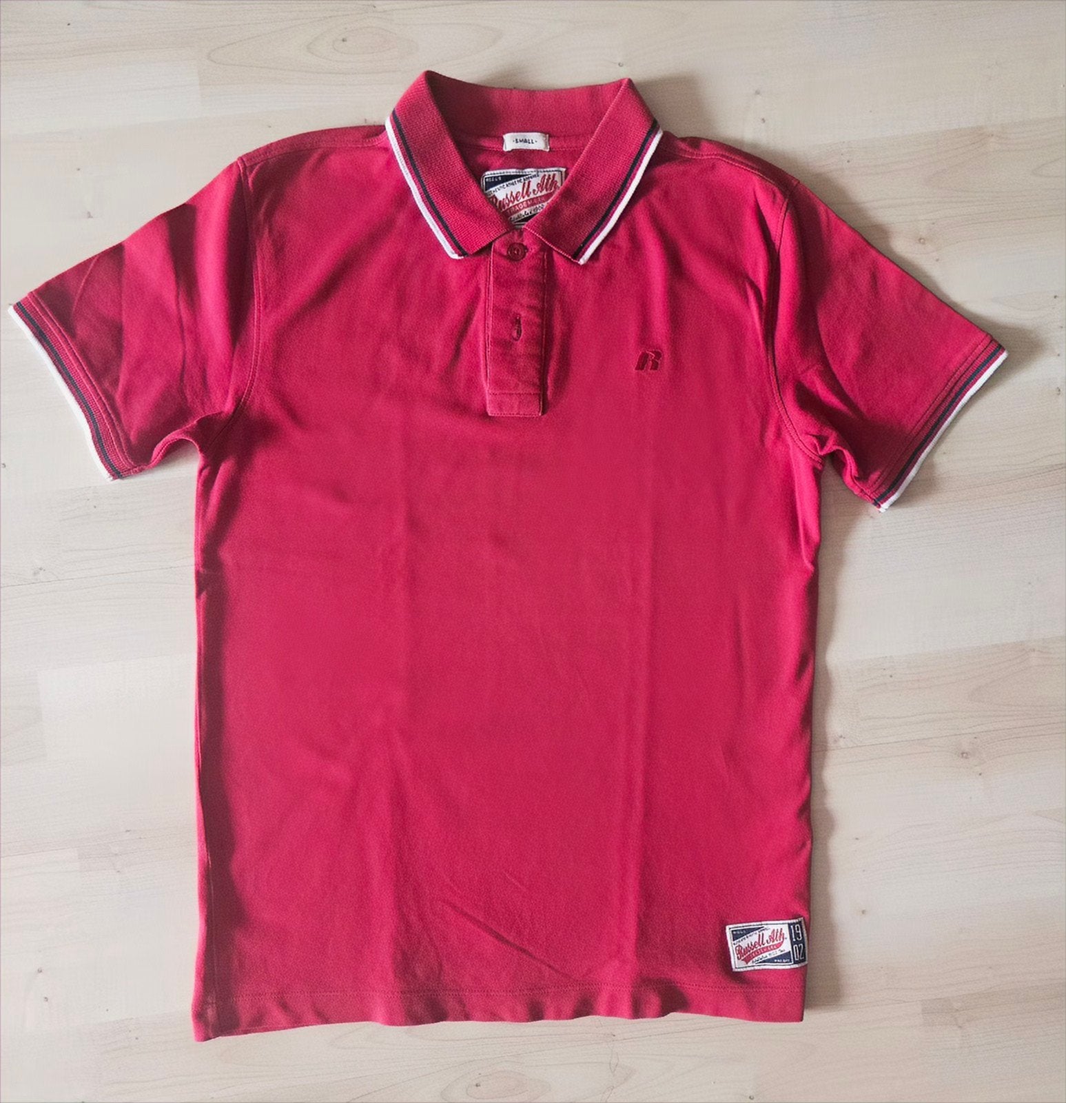 Vintage Russell Athletic Polo – Rood – Maat S – Retro Look, Kleding | Heren, Polo's, Zo goed als nieuw, Rood, Maat 46 (S) of kleiner
