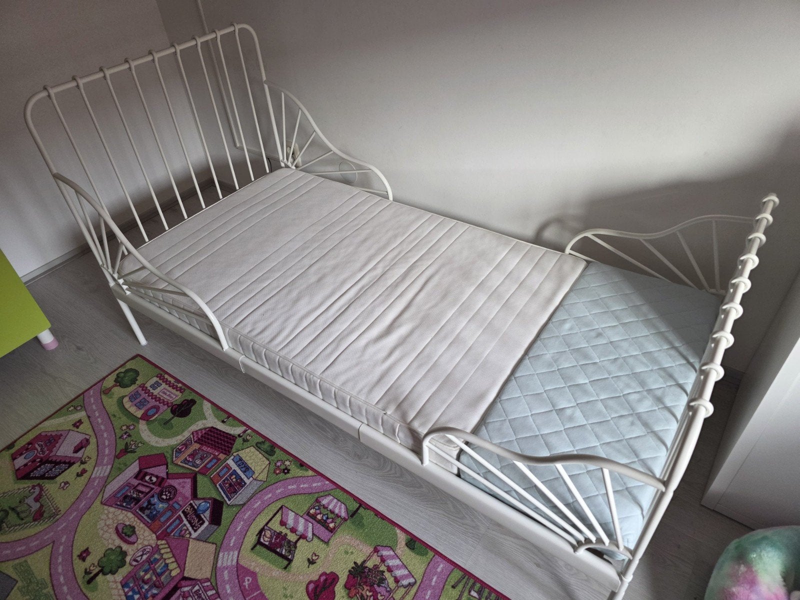 *Te koop: IKEA Minnen uitschuifbaar kinderbed - wit metaal*, Ophalen, Eenpersoons, Wit, 80 cm