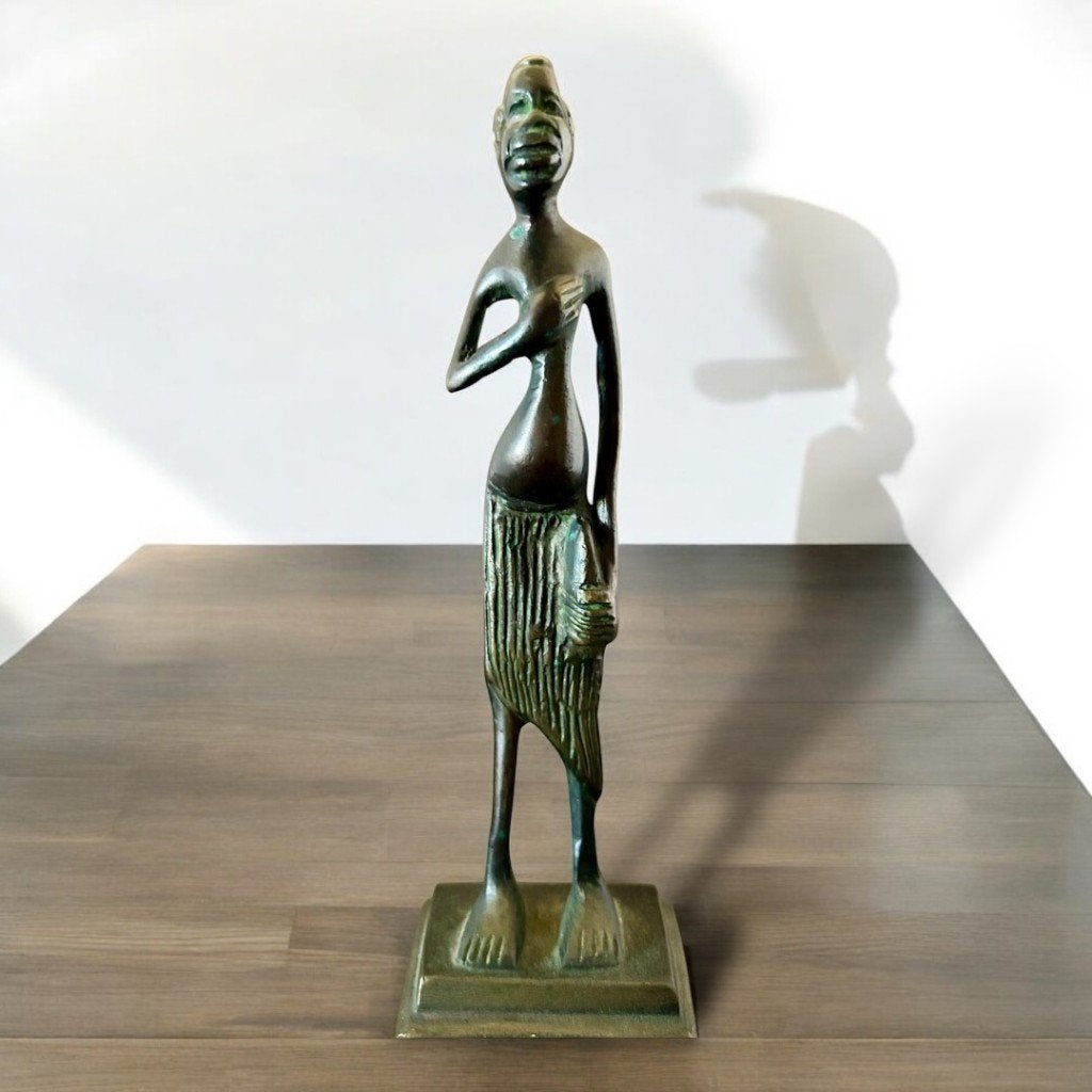 Prachtige Afrikaanse Benin bronzen sculptuur – abstracte man, Ophalen of Verzenden, Brons