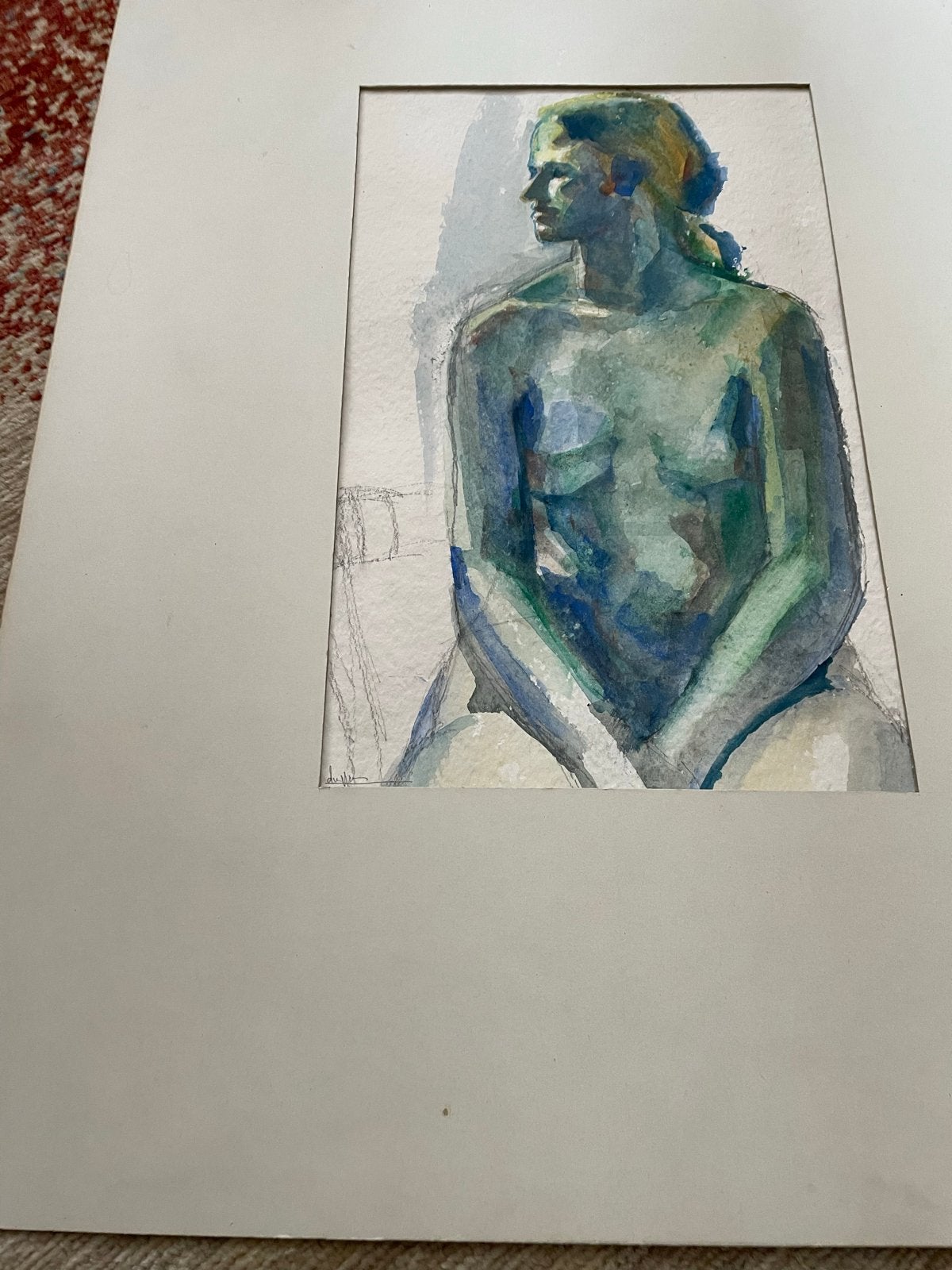Aquarel naaktstudie van Ronald Devolder, Ophalen of Verzenden, Tekening, Aquarel, Gesigneerd