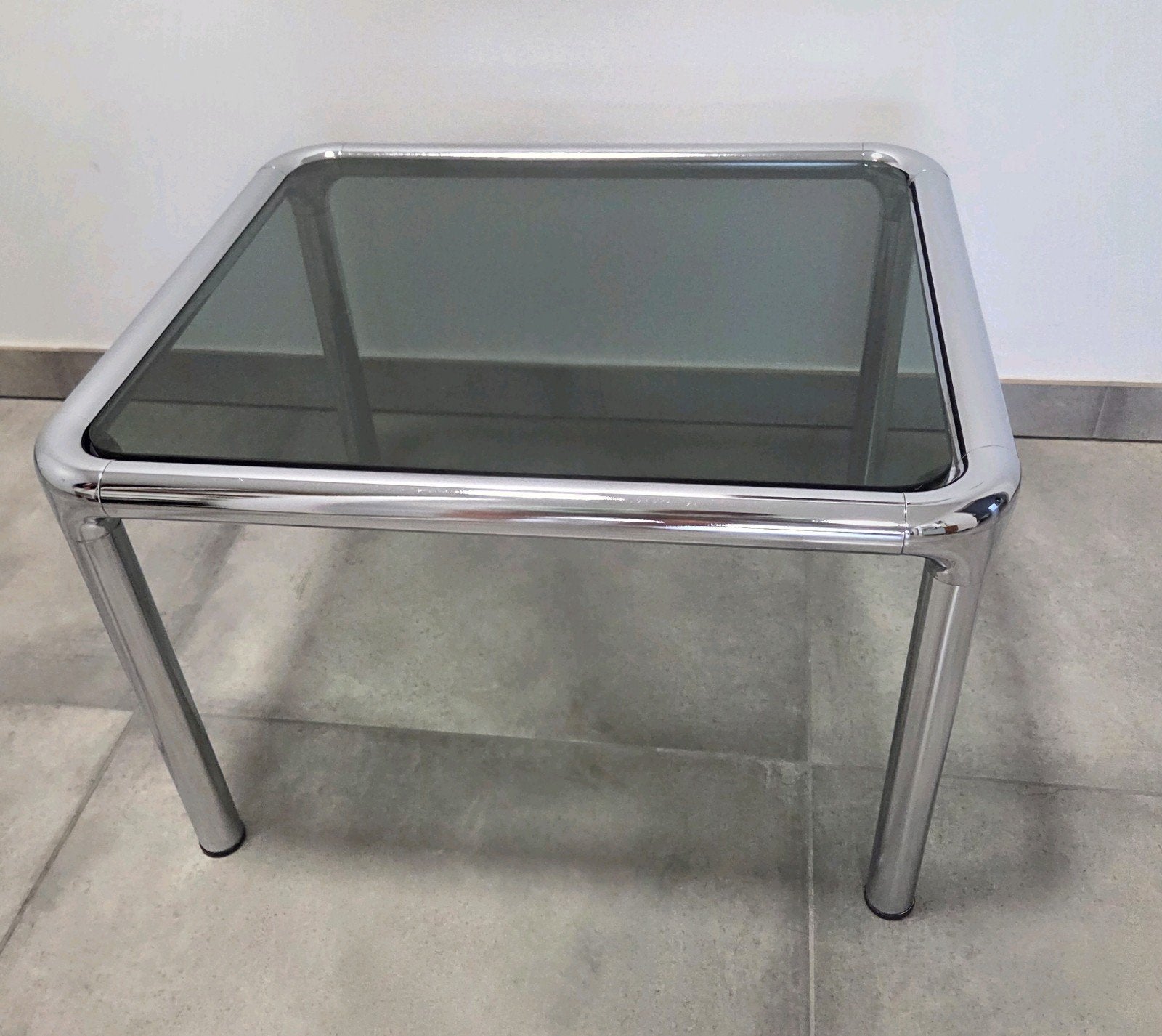 Étienne Fermigier bijzettafel chroom jaren 70 editie Monix, Huis en Inrichting, Tafels | Salontafels, Ophalen, 50 tot 100 cm, 50 tot 100 cm