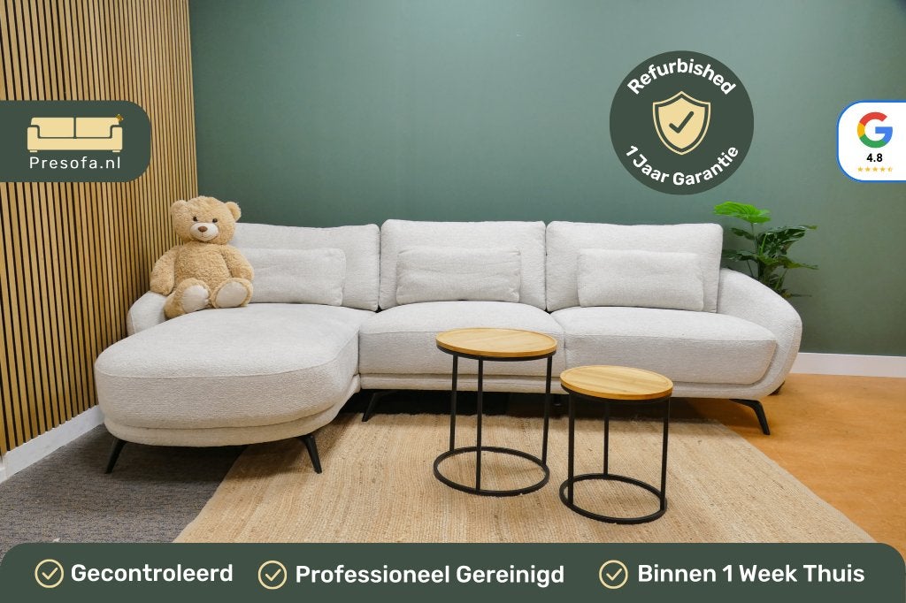 Chaise Longue 24Seven Lucca Beige Bouclé [Refurbished], Huis en Inrichting, Banken | Bankstellen, 250 tot 300 cm, -, Hoekbank