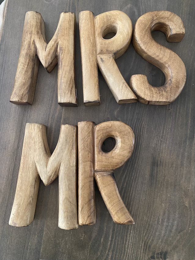Rivièra Maison houten letters Mr & Mrs, Ophalen, Hout, Zo goed als nieuw, Modern