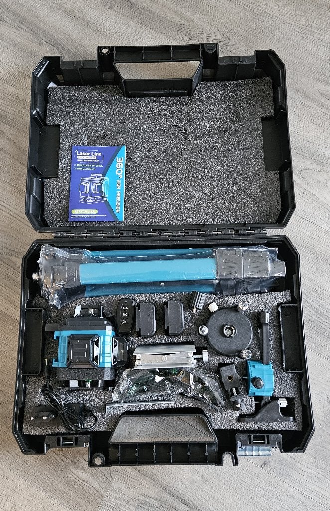 Lijnlaser met veel accessoires incl 2x accu en lader NIEUW!, Ophalen of Verzenden, Nieuw, Afstand
