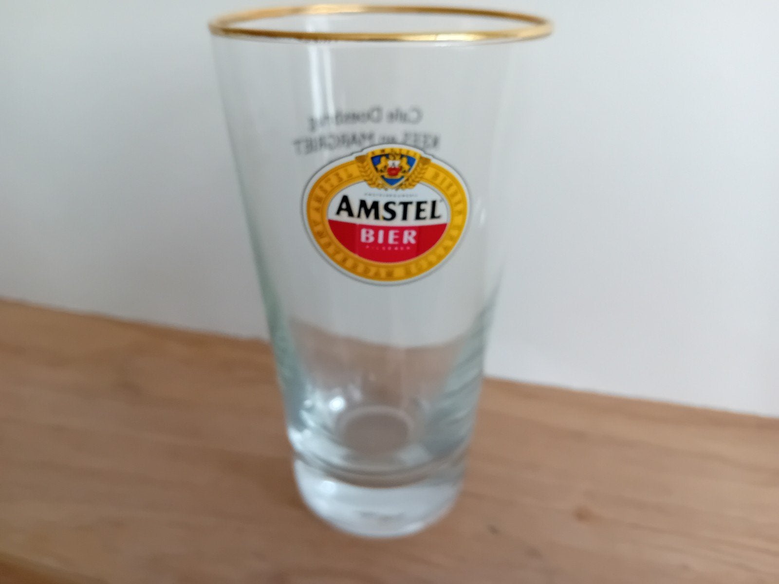 Amstel glas nummer 6 met achteropdruk, Verzamelen, Ophalen of Verzenden, Zo goed als nieuw, Glas of Glazen, Amstel