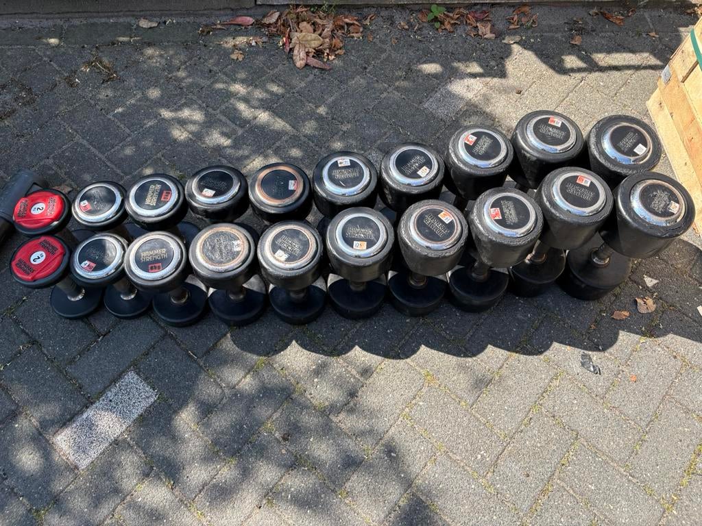 Hammer strength rubberen dumbbells 2-20 kg gewichten, Sport en Fitness, Fitnessmaterialen, Ophalen, Dumbbell, Gebruikt, Dumbbells