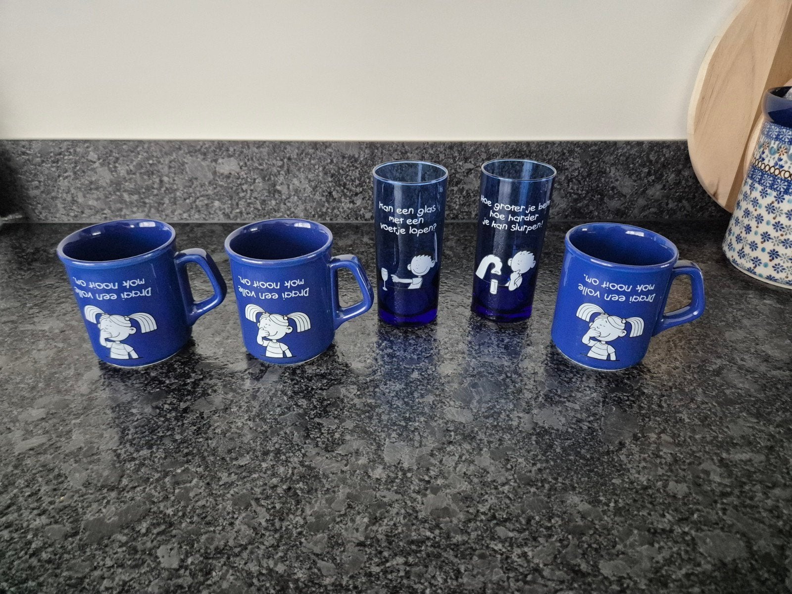 Blue Band glazen en mokken, Huis en Inrichting, Keuken | Servies, Ophalen of Verzenden, Glas, Overige stijlen, Glas of Glazen