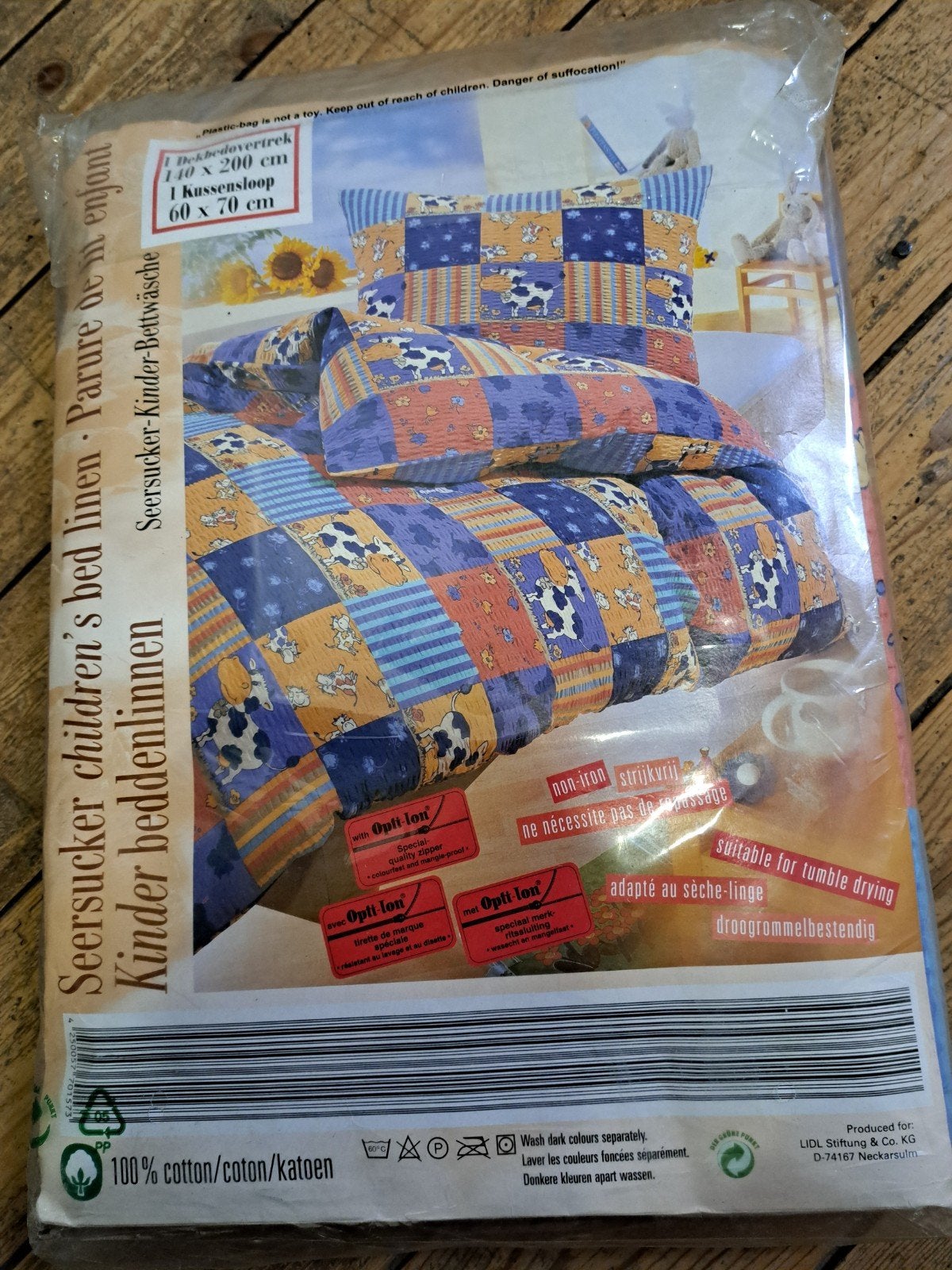 Nieuw Seersucker Kinder Dekbedovertrek Koeienprint 140x200, Eenpersoons, Meerkleurig, Dekbedovertrek, Katoen