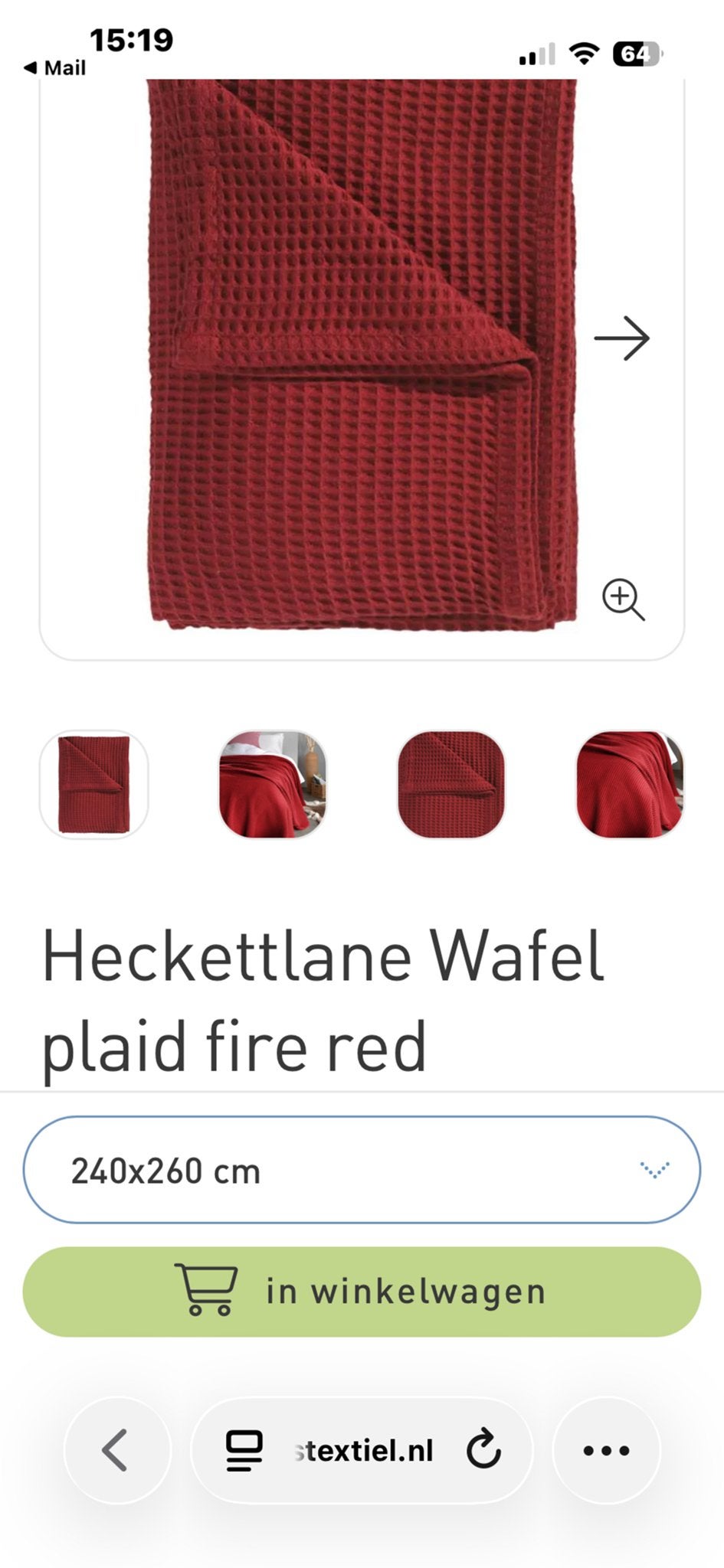 Hecketlane Bordeaux Rood Plaid / Sprei - 240x260 cm, Ophalen, Gebruikt