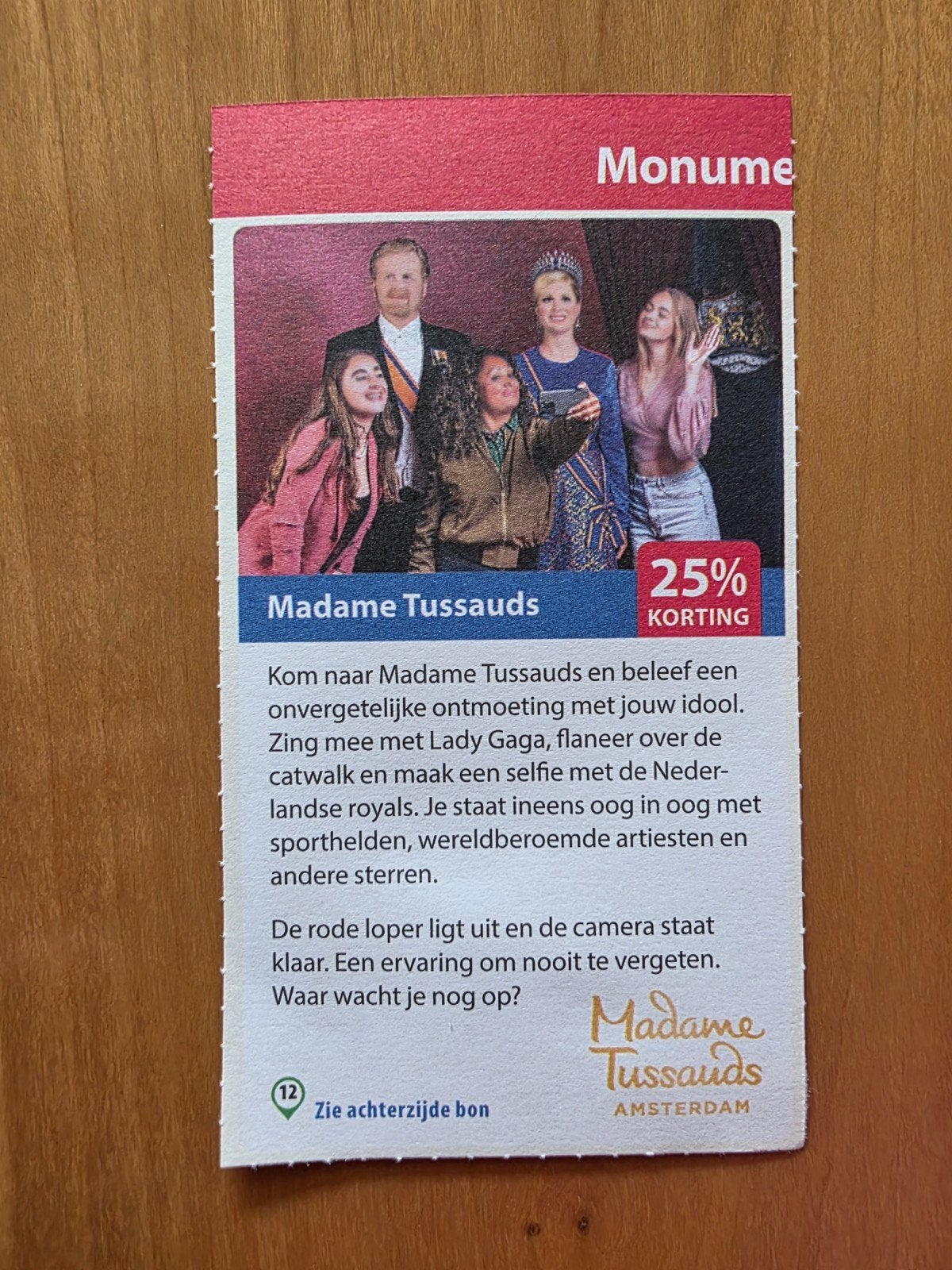 Madame Tussauds Amsterdam 25% korting, Drie personen of meer, Kortingskaart
