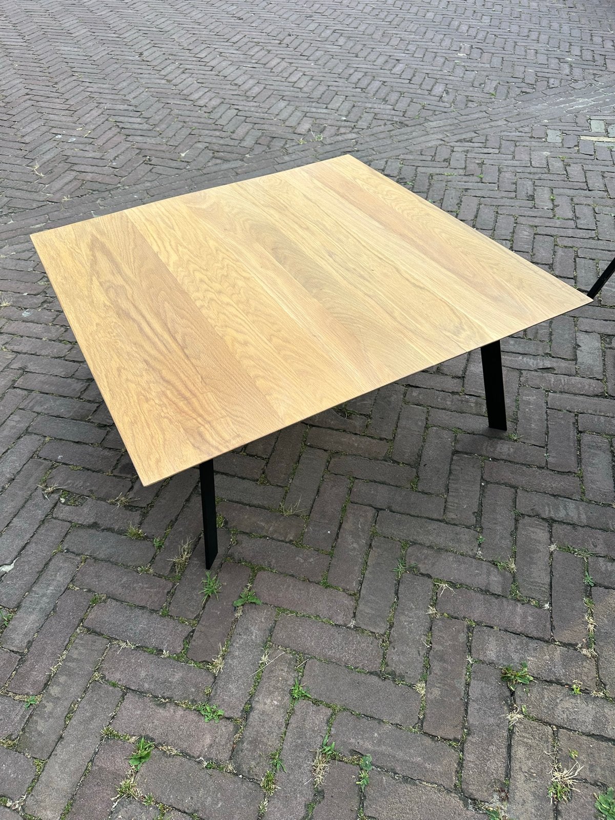 Stijlvolle stoere eikenhouten salontafel van Studio Henk, Ophalen, 100 tot 150 cm, 50 tot 100 cm, Zo goed als nieuw