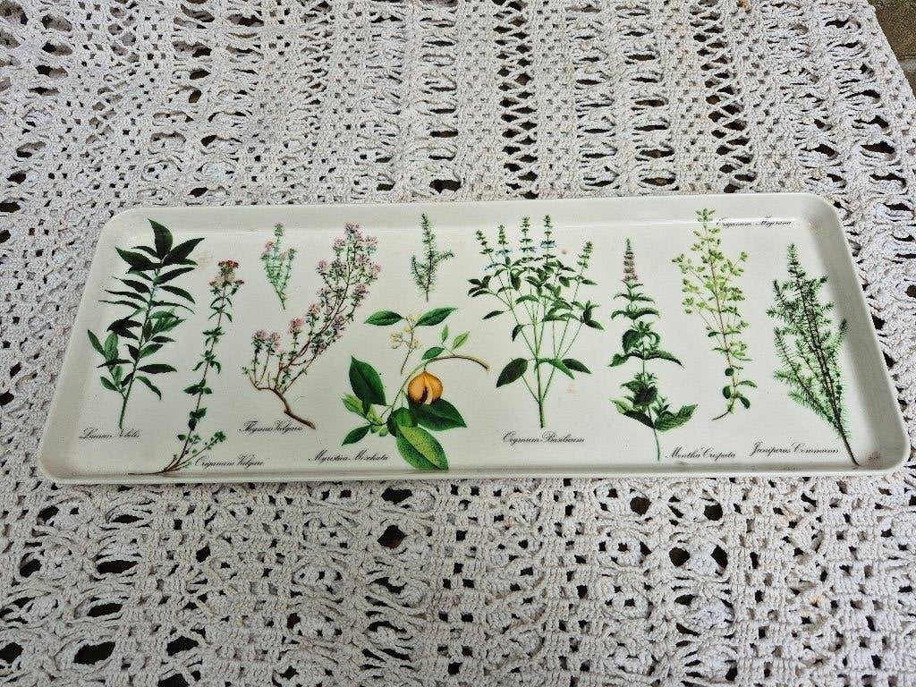 Italiaans Vintage Dienblad met Kruidenprint, Huis en Inrichting, Kunststof, Ophalen of Verzenden, Zo goed als nieuw, Dienblad