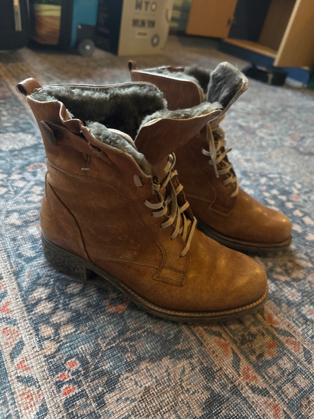 Durea gevoerde veterboots - Maat 38, Bruin, Lage of Enkellaarzen, Ophalen of Verzenden, Zo goed als nieuw