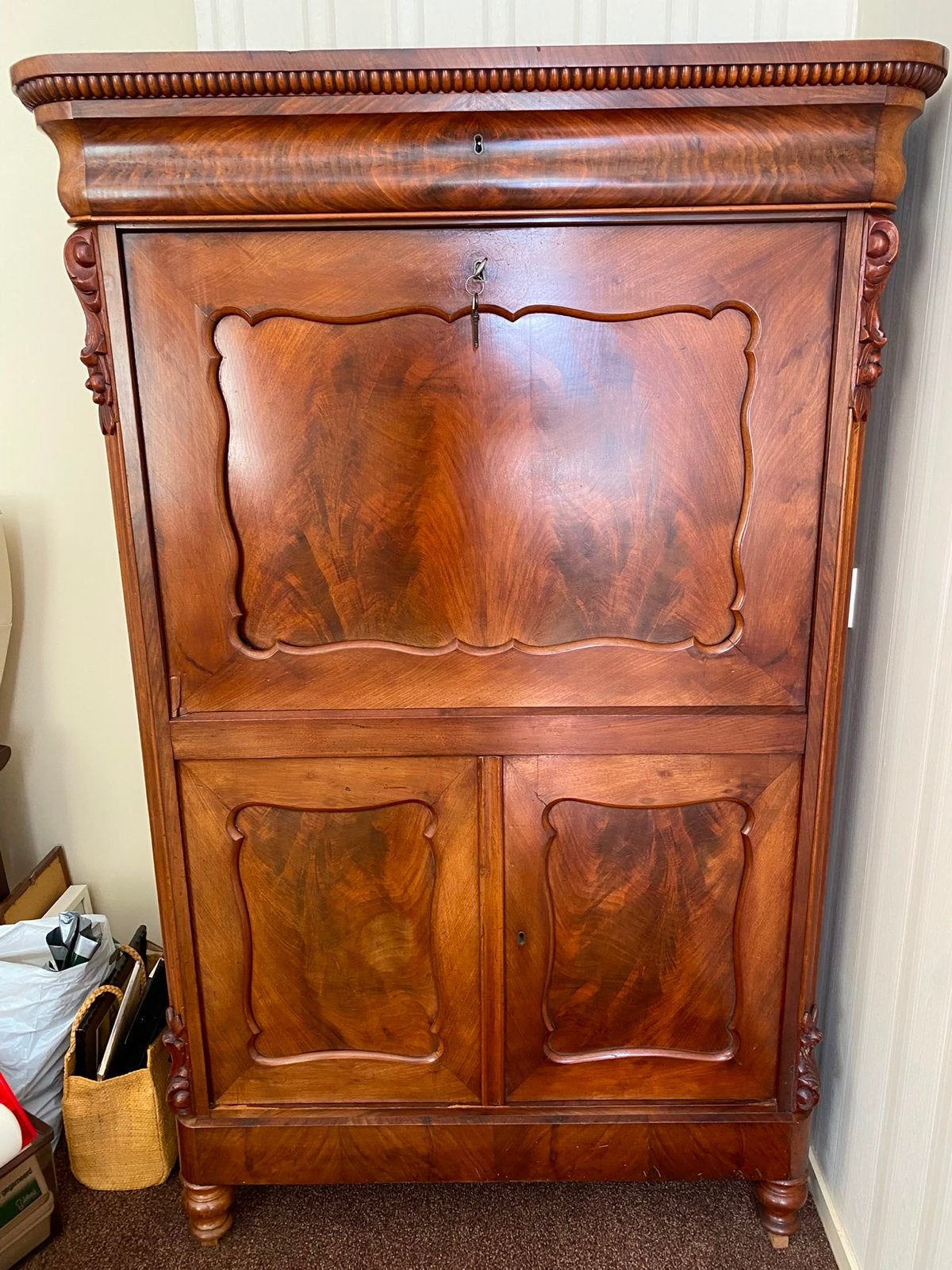 Antiek secretaire bureau/ kast met lades en opbergruimte, Antiek en Kunst, Antiek | Meubels | Kasten, Ophalen