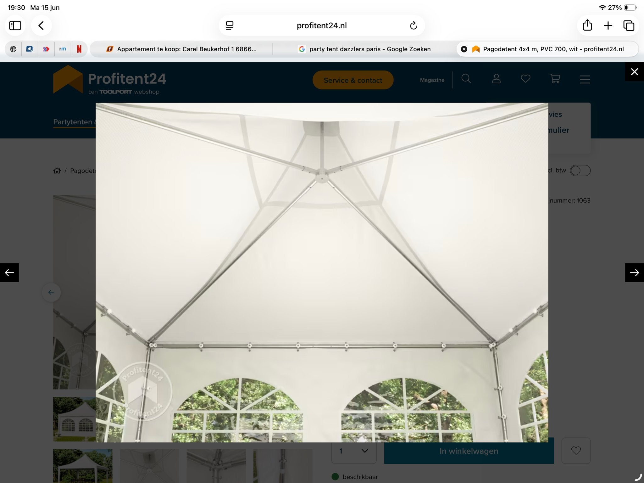 2x 4x4 m. Pagodetent Dazzlers Paris 4x4m (Nieuw en Z.G.A.N.), Tuin en Terras, Partytenten, Nieuw, 4 tot 6 meter, Pagodetent, 2 meter of meer