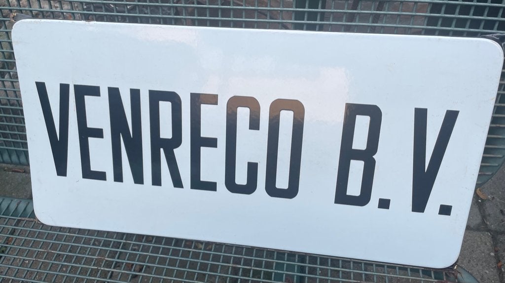 emaille bord van Venreco BV / Veneco., Ophalen, Zo goed als nieuw, Reclamebord