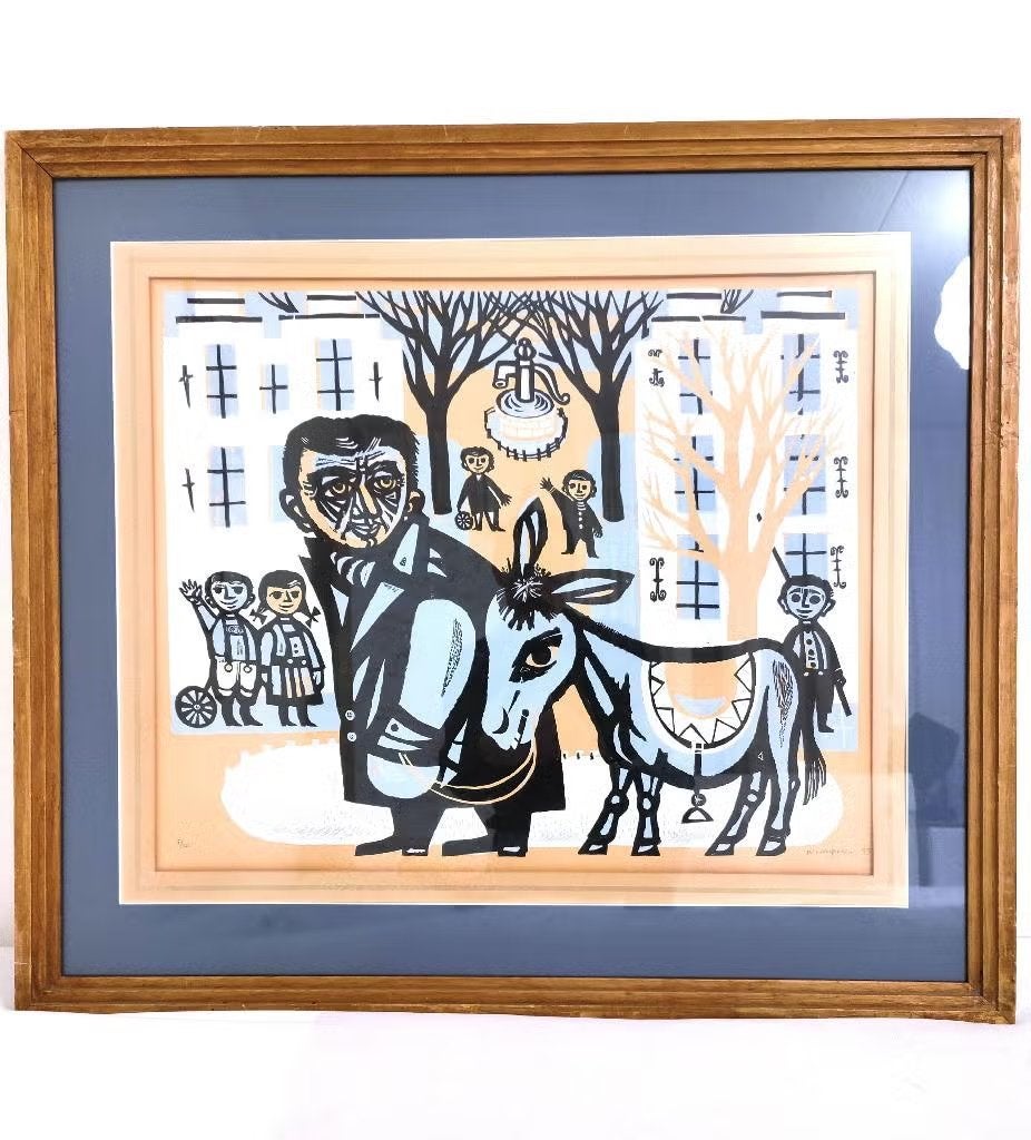 W. Hoogeveen – 1955 – professioneel ingelijst schilderij, Antiek en Kunst, Ophalen of Verzenden
