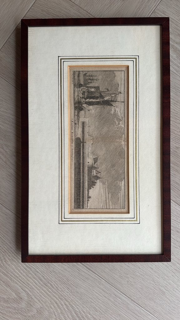 18e-eeuwse kopergravure Fort Rammekens – Middelburg, Ophalen, Gravure, Ingelijst, 1700 - 1799