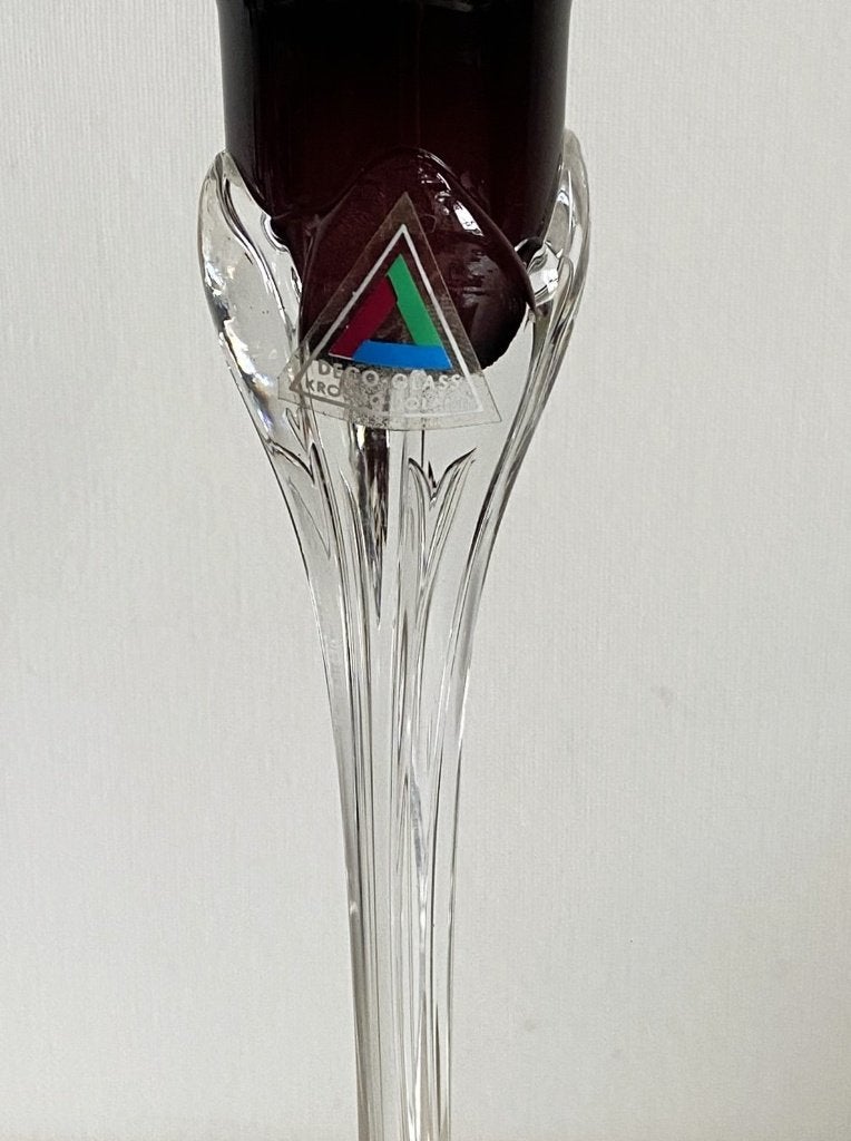 Vintage Krosno Deco Glass Kandelaar 21,5 cm met gebr.sporen, Ophalen