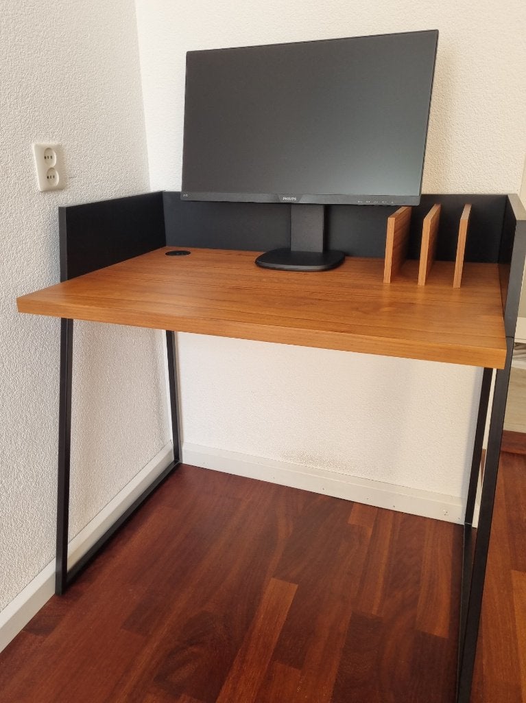 Bureau Temahome Volga zwart/eik voor werken, lezen of gamen, Ophalen, 90 cm, Zo goed als nieuw, Overige merken
