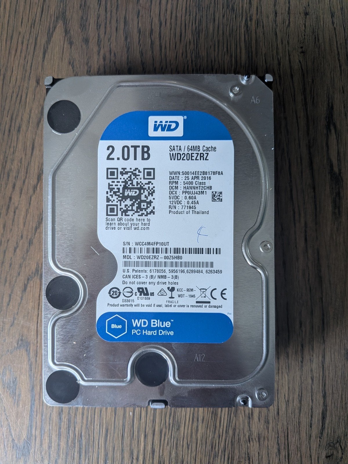 WD 2TB hdd sata, Intern, SATA, HDD, Western Digital (WD)
