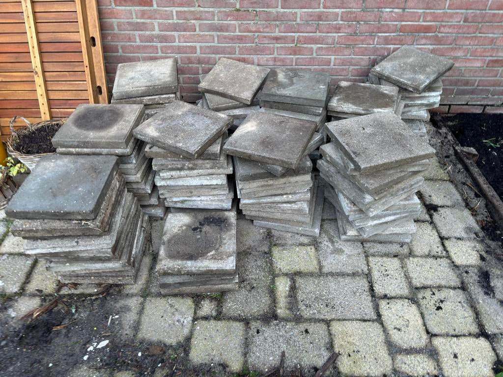 Gebruikte grijze terrastegels, Ophalen, Gebruikt, 5 tot 10 m², Beton