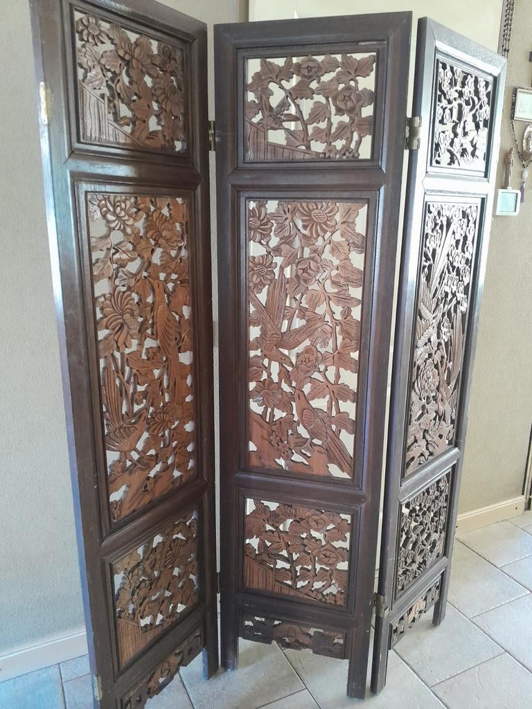 Kamerscherm room divider houtsnijwerk antiek, Huis en Inrichting, Woonaccessoires | Kamerschermen, Ophalen