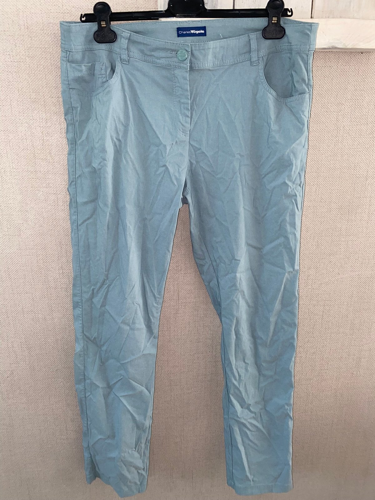 Miller & Monroe stretch broek maat  22 (korte 44) turqoise, Kleding | Dames, Maat 42/44 (L), Ophalen of Verzenden, Zo goed als nieuw