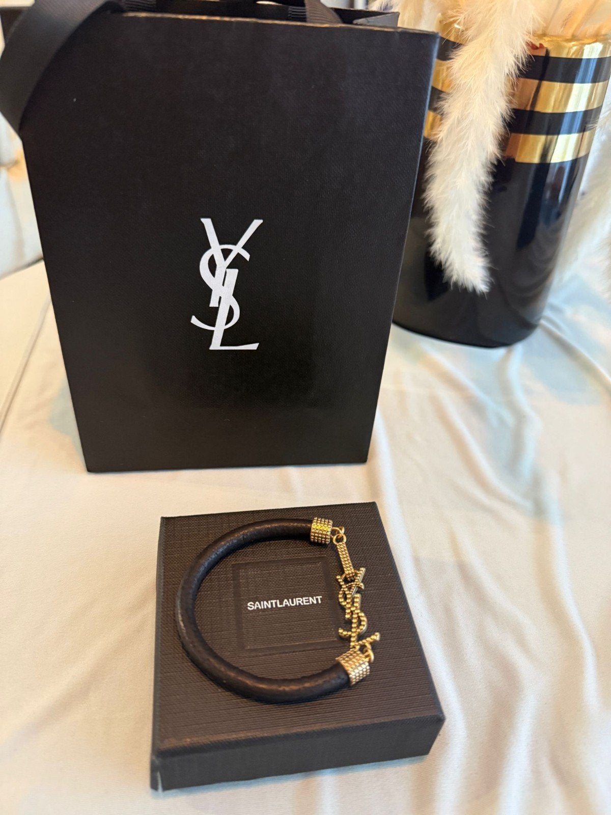 YSL Yves Saint Laurent Leren Armband voor Heren, Ophalen of Verzenden, Nieuw, Zwart, Leer
