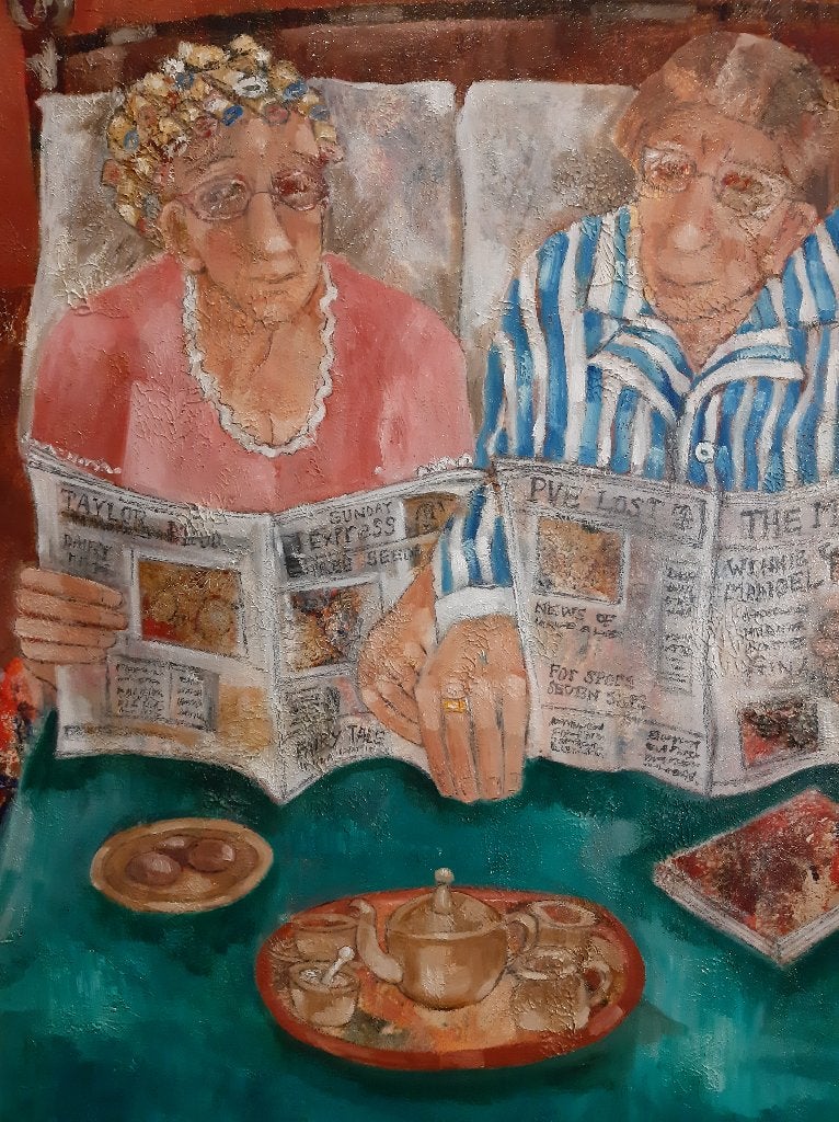 Lilian Adcock "Mr and Mrs King"  70x60cm (lijst 85x76cm), Ophalen, Paneel, Portret of Personen, Olieverf
